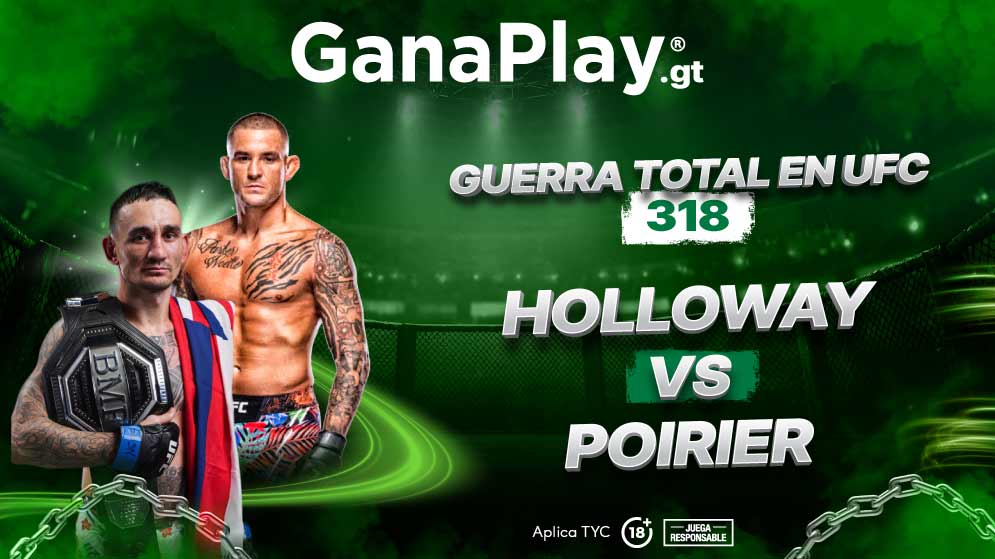 Max Holloway vs. Dustin Poirier se enfrentan por la UFC 318. haz tus apuestas y gana en Ganaplay. ¡Apuesta Ya!