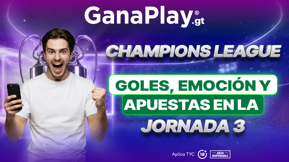 Jornada 3 de la UEFA Champions League con los mejores mercados y cuotas de Guatemala en Ganaplay. ¡Registrate ya!