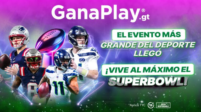 Super Bowl 2026 en Ganaplay con cuotas competitivas y opciones de apuestas deportivas en vivo para los fanáticos de los partidos NFL en Guatemala